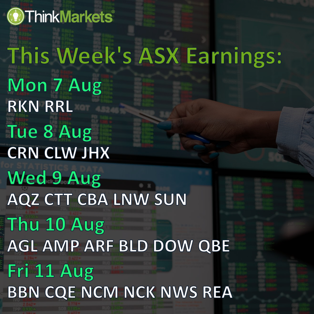 ASX earnings week ending 11 August