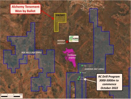 Alchemy Resources wins ballot for lithium-prospective exploration licence at Karonie Lithium and Gold Project