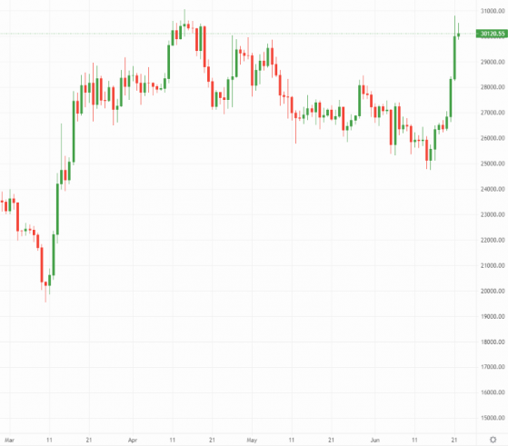 Bitcoin smashes pask 30k, Ethereum and Shiba Inu in tow