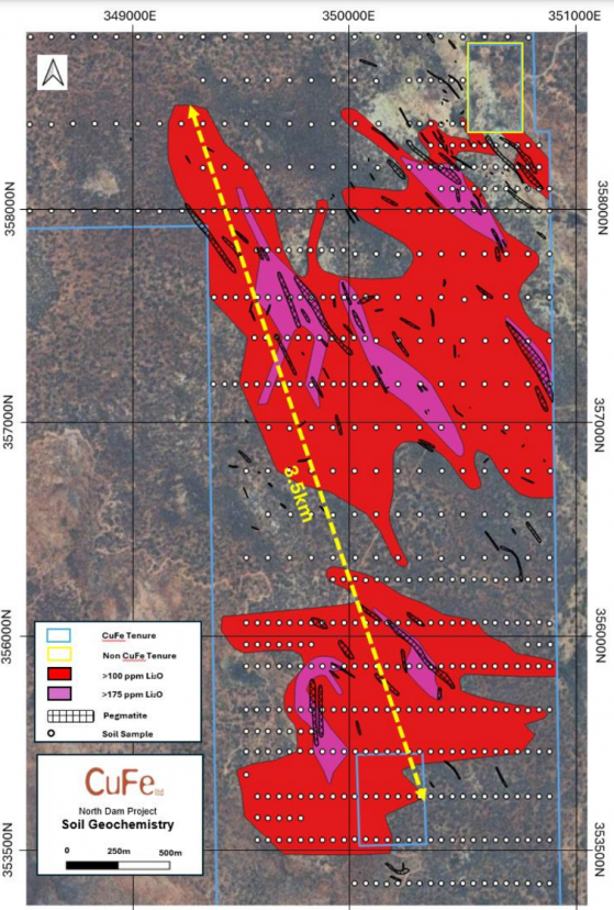 CuFe extends anomalous lithium oxide at North Dam; enters heritage agreement