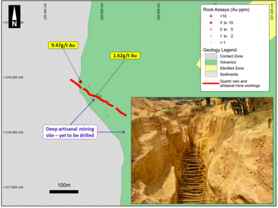 Mako Gold assays up to 79.5 g/t gold in rock chips at Napié; shares up