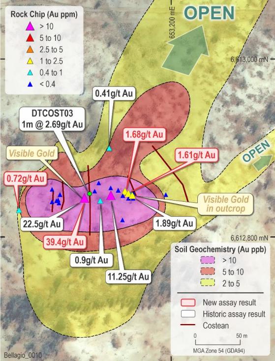 Koonenberry Gold to start drilling at Bellagio to follow up on high-grade rock chips including 39.4 g/t gold