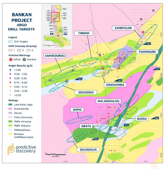 Predictive Discovery on verge of RC campaign targeting regional high-priority gold targets at Bankan in Guinea