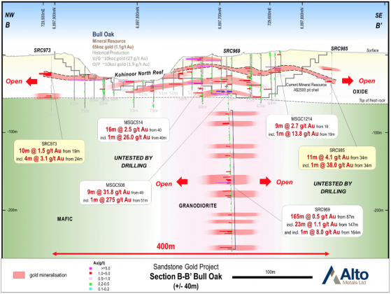 Alto Metals shallow gold results up to 38 g/t extend Bull Oak outside resource