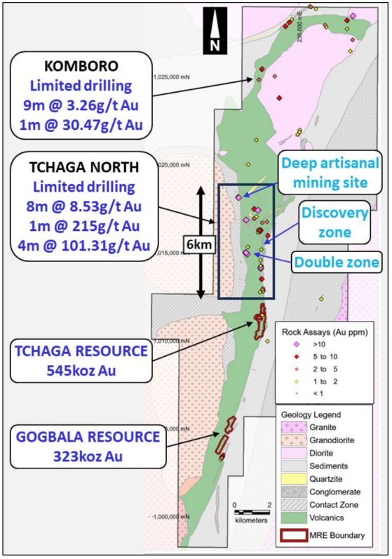 Mako Gold delivers shallow high-grade gold at Tchaga North